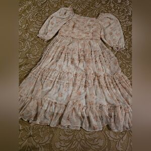 Ivy City Co Floral Maxi Dress in Cream and Pink